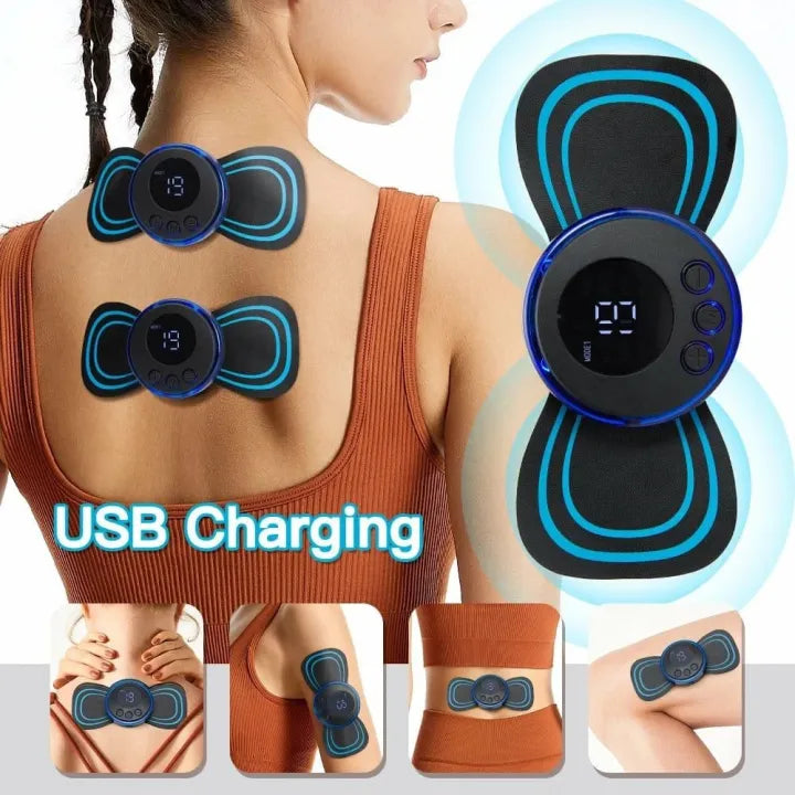 EMS Electric Mini Neck Butterfly Massager Pulse Pain Relief USB Rechargeable Portable Body Massager For Men And Women