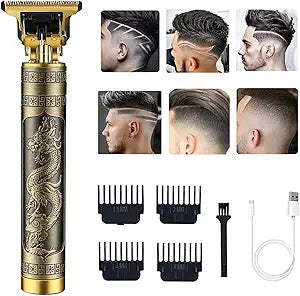 Hair Clippers for Men, Cordless Electric Hair Trimmer Rechargeable Beard Trimmer Shaver, Electric T Blade Trimmer Zero Gapped Edgers Hair Cutting Kit with Guide Combs(Dragon)