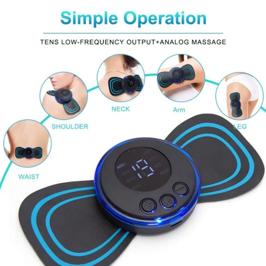 EMS Electric Mini Neck Butterfly Massager Pulse Pain Relief USB Rechargeable Portable Body Massager For Men And Women
